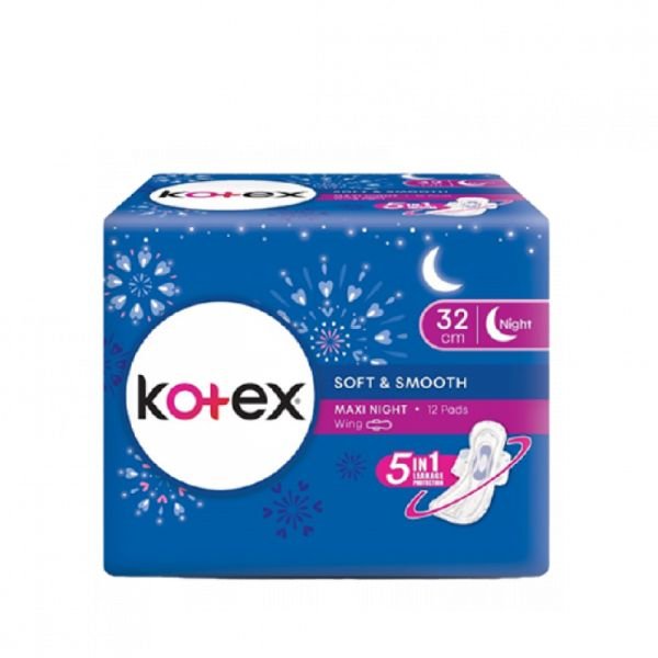 KOTEX SOFT & SMOOTH - OVERNIGHT OF 32CM WING (12'S