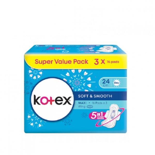 KOTEX SOFT & SMOOTH - MAXI OF 24CM NON-WING MULTIP