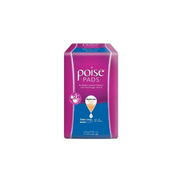 POISE PADS EXTRA LONG NON-WING (12 PIECES)