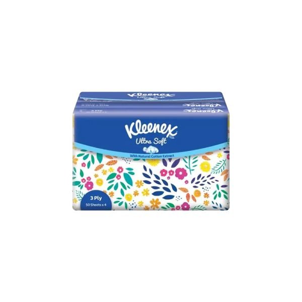 KLEENEX ULTRA SOFT FLORAL 3-PLY SOFT PACK FACIAL T