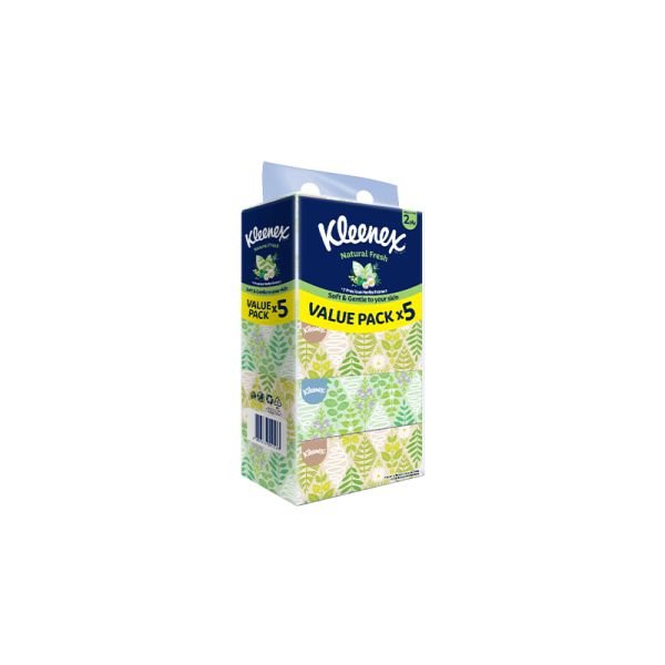 KLEENEX NATURAL FRESH 2-PLY BOX FACIAL TISSUE (5 B