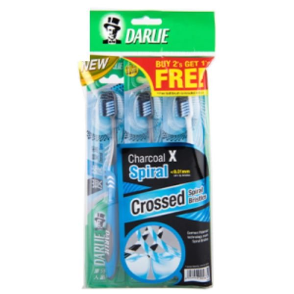 DARLIE TOOTHBRUSH CHARCOAL X SPIRAL - BUY 2 FREE 1 (3 PIECES)