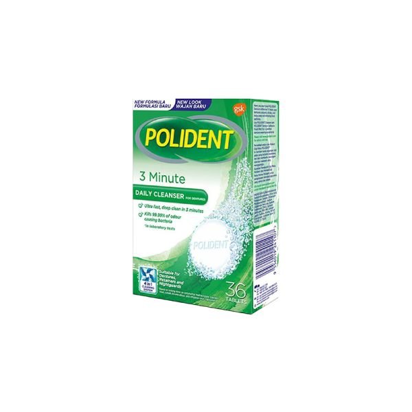 POLIDENT DAILY CLEANSER 3 MINUTE (36 PIECES)