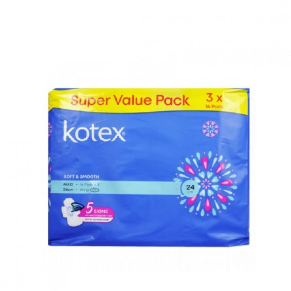 KOTEX SOFT & SMOOTH - MAXI WING OF 24CM MULTIPACK