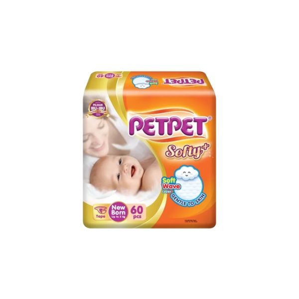 PET PET JUMBO NEWBORN DIAPERS (60'S)
