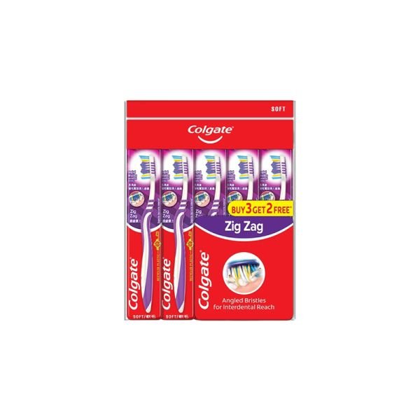 COLGATE ZIG ZAG TOOTHBRUSH SOFT BUY 3 GET 2 FREE (5 PIECES)