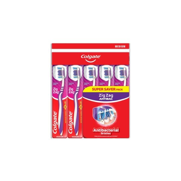 COLGATE ZIG ZAG TOOTHBRUSH MEDIUM BUY 3 GET 2 FREE (5 PIECES)