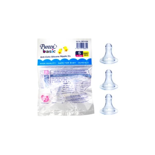 BASILIC ANTI-COLIC SILICONE NIPPLE STANDARD NECK - S (3X1'S)